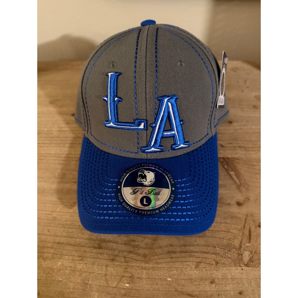 Pit Bull LA Dodgers Baseball Cap Mens Size L Gray Blue High Quality Premium Head